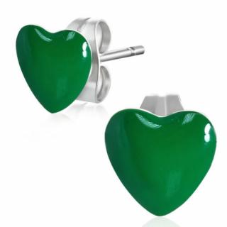 Zöld színű szív alakú nemesacél fülbevaló ékszer