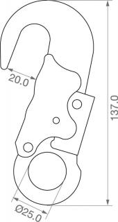 Toplock Karabiner, Rugós Acélzáras, 18 mm Nyílású