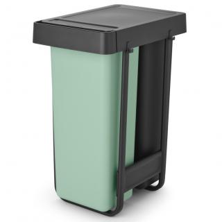 Brabantia SORT & GO beépített szemetes kosár, 2 x 30 l, sötétszürke / jáde zöld, műanyag