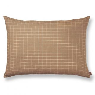 Dekoratív párna 80 x 60 cm, kockák, barna, barna pamut, kemény LIVING