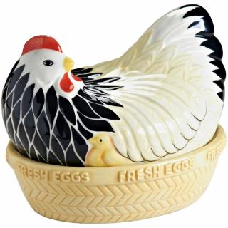 Élelmiszertároló edény MOTHER HEN 21 cm, fekete/fehér, kőedény, Mason Cash