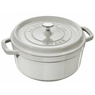 Lábas COCOTTE 20 cm, kerek, fehér, öntöttvas, Staub