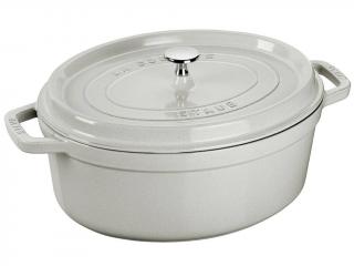 Lábas COCOTTE 23 cm, ovális, fehér, öntöttvas, Staub