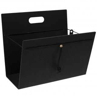 Magazin állvány HIPPO 38x31 cm, fekete, bőr, LIND DNA