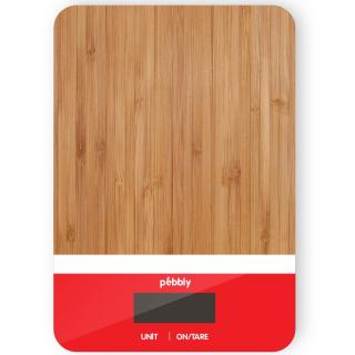 Pebbly PEB-BRN digitális konyhai mérleg, 23 cm, piros, bambusz