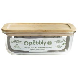 Pebbly PKV-037 üveg tárolóedény készlet, 1,8 l, üveg / bambusz