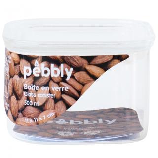 Pebbly PKV-043 élelmiszertároló edény, 500 ml, üveg