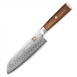Santoku kés COCOBOLO LÉ WHITE DAMASCUS 18 cm, barna, Dellinger