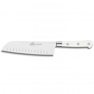 Santoku kés TOQUE 18 cm, rozsdamentes acél szegecsek, fehér, Lion Sabatier