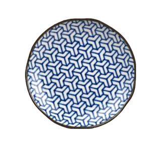 Sík tányér HERRINGBONE INDIGO IKAT 23 cm, kék, MIJ