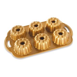 Sütőforma ANNIVERSARY BUNDLETTE BUNDT, 6 minibundt tortához, arany színű, Nordic Ware