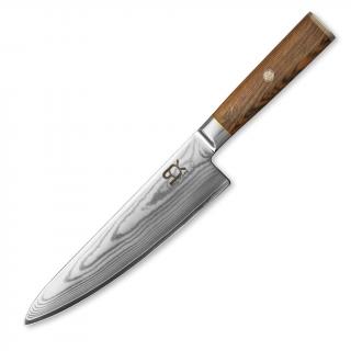 Szakácskés COCOBOLO LÉ WHITE DAMASCUS 21 cm, barna, Dellinger