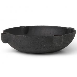 Vacsora gyertyatartó BOWL 27 cm, szürke, agyagedény, kemény LIVING