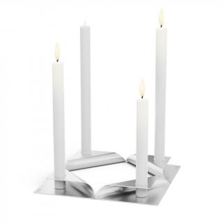 Vacsora gyertyatartó SQUARE CANDLE, 4 db szett, rozsdamentes acél, Höfats