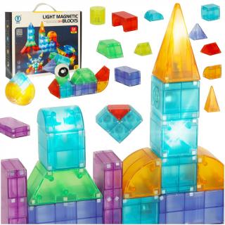 3D Építő konstrukciós mágneses LED kockák 64el
