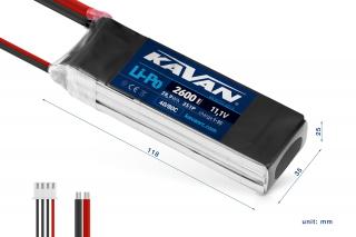 KAVAN: Li-Po akkumulátor 2600mAh/11,1V 40/80C 28,9Wh