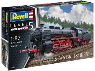 Műanyag ModelKit mozdony 02168 - Expressz S3/6 BR18(5) mozdony Tender 2'2'T (1:87)