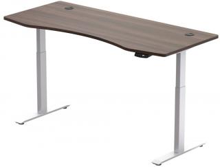 Hi5 elektromosan állítható magasságú íróasztal - 2 szegmensű, memóriavezérlővel - fehér konstrukció, diófa asztallap  150 cm szélesség