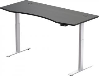 Hi5 elektromosan állítható magasságú íróasztal - 2 szegmensű, memóriavezérlővel - fehér konstrukció, fekete asztallap  150 cm szélesség