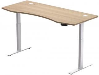 Hi5 elektromosan állítható magasságú íróasztal - 2 szegmensű, memóriavezérlővel - fehér konstrukció, tölgyfa asztallap  150 cm szélesség