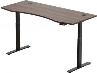 Hi5 elektromosan állítható magasságú íróasztal - 2 szegmensű, memóriavezérlővel - fekete konstrukció, diófa asztallap  150 cm szélesség