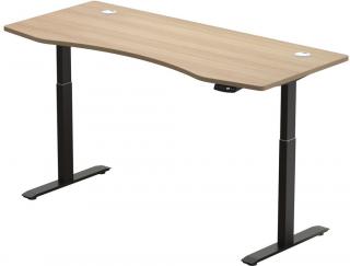 Hi5 elektromosan állítható magasságú íróasztal - 2 szegmensű, memóriavezérlővel - fekete konstrukció, tölgyfa asztallap  150 cm szélesség