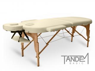 TANDEM Basic-2 Oval összecsukható és hordozható favázas masszázságy Szín: krém