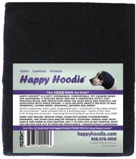 Happy Hoodie - nyugtató fejpánt kutyáknak és macskáknak  hallásvédő állatok számára Szín: Fekete, Méret: L