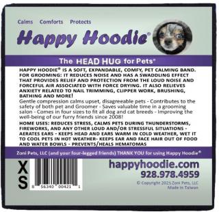 Happy Hoodie - nyugtató fejpánt kutyáknak és macskáknak  hallásvédő állatok számára Szín: Fekete, Méret: XS