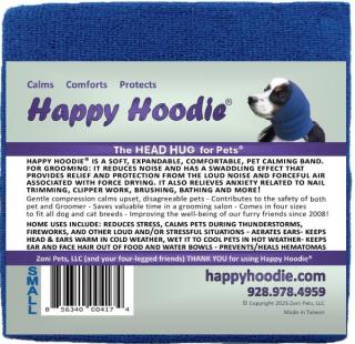 Happy Hoodie - nyugtató fejpánt kutyáknak és macskáknak  hallásvédő állatok számára Szín: Kék, Méret: S