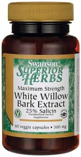500 mg Swanson fehér fűzfakéreg kivonat, 60 növényi kapszula