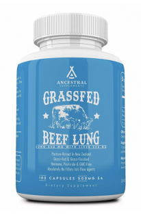 Ancestral Supplements, Grass-fed Beef Lung, fűvel táplált marhatüdő, 180 kapszula  Étrend-kiegészítő
