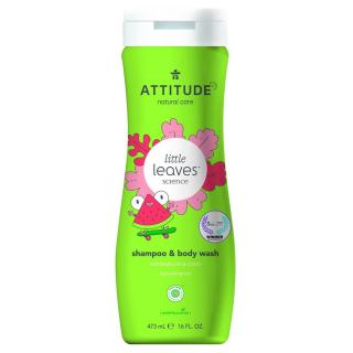 Attitude - Gyermek testszappan és sampon (2 az 1-ben), Kis levelek görögdinnye és kókusz illatával, 473 ml