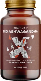 BrainMax BIO Ashwagandha (ashwagandha), 660 mg, 100 növényi kapszula  *CZ-BIO-001 tanúsítvány / Kezelje jobban a stresszt, legyen nyugodtabb és…