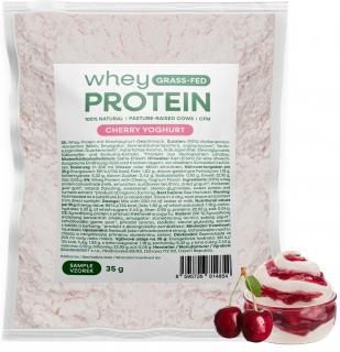 BrainMax fűvel táplált tejsavóprotein, cseresznyejoghurt, 35 g, MINTA  Mikroszűrt denaturálatlan fehérje fűvel táplált tehéntejből, étrend-kiegészítő