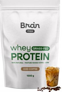 BrainMax fűvel táplált tejsavóprotein, jeges kávé, 1000 g  Mikroszűrt denaturálatlan fehérje fűvel etetett tehéntejből, 28 adag, étrend-kiegészítő
