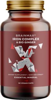BrainMax Iron Complex, vas-biszglicinát, 25 mg, 50 növényi kapszula  Vas kelát formában C, B9 és B12 vitaminokkal, újonnan BIO gyömbérrel,…