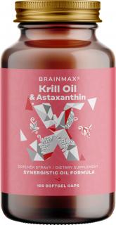 BrainMax Krill olaj asztaxantinnal, 500 mg, 100 lágyzselé kapszula  Tiszta krillolaj magas biológiai hozzáférhetőséggel és asztaxantinnal