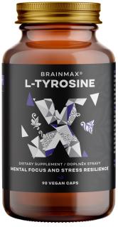 BrainMax L-tirozin, L-tirozin, 750 mg, 90 növényi kapszula  Energiát, izom-, agy- és szívműködést támogató aminosav, 45 adag, étrend-kiegészítő