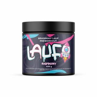 BrainMax LAUF Preworkout, koffeinnel, 400 g  Edzés előtt a teljesítmény támogatására koffeinnel, STIM-mel, étrend-kiegészítővel Íz: Málna