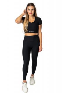 BrainMax magas derekú bordás leggings (nadrág), egyszerű fekete Méret: XL