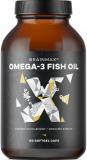 BrainMax Omega-3 halolaj, 180 lágyzselé  Prémium halolaj, 300 mg EPA és 200 mg DHA kapszulánként, 90 adag, étrend-kiegészítő