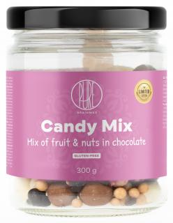 BrainMax Pure Candy Mix, Dió és fagyasztva szárított málna édes keveréke, 300 g  Dió keveréke csokoládéban és fagyasztva szárított málnában