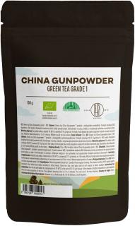 BrainMax Pure China Gunpowder Grade 1, zöld tea, BIO, 100 g  *CZ-BIO-001 tanúsítvány