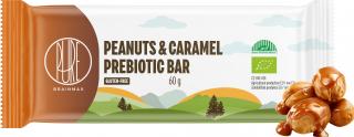 BrainMax Pure prebiotikus szelet, földimogyoró és karamell, fehérjeszelet rosttal, BIO, 60 g  *CZ-BIO-001 tanúsítvány