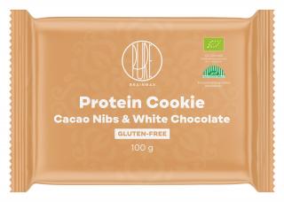 BrainMax Pure Protein Cookie, kakaóbab és fehér csokoládé, BIO, 100 g  Proteinová sušenka s kakaovými boby a bílou čokoládou / *CZ-BIO-001 tanúsítvány