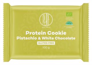 BrainMax Pure Protein Cookie - Pisztácia és fehér csokoládé, BIO, 100 g  Proteinová sušenka s pistáciemi a bílou čokoládou / *CZ-BIO-001 tanúsítvány