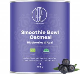 BrainMax Pure Smoothie tálkása, acai és áfonya, BIO, 400 g  Egészséges reggeli gluténmentes smoothie tál zabkásával/ *CZ-BIO-001 tanúsítvány