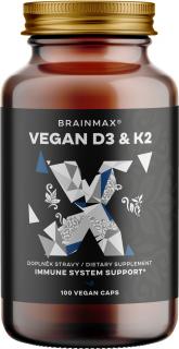 BrainMax Vitamin D3 & K2 VEGAN 4000 NE / K2 as MK7 all-trans K2VITAL®DELTA 150 mcg, 100 növényi kapszula  Vegán D3-vitamin és K2-vitamin