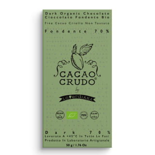 Cacao Crudo nyers étcsokoládé 70%, 50 g  *IT-BIO-006 tanúsítvány